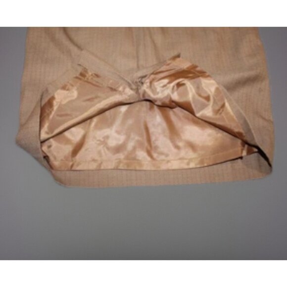 VINTAGE 1980s CHRISTIAN DIOR BEIGE 2 PIECE SUIT SET SKIRT & BLAZER PINSTRIPE USA - Picture 16 of 16